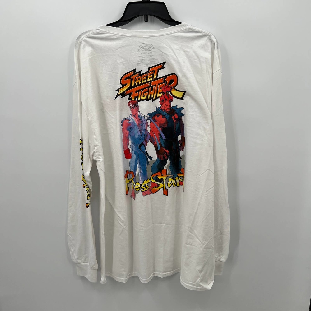 Street Fighter Men's press Start Long Sleeve T-Shirt in White Size 3XL - Picture 6 of 6